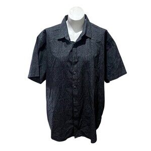 James Campbell Men's Button-Up Shirt Size 2XL Black Textured Camp Collar